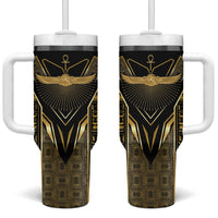 Egypt Winged Sun Tumbler With Handle Ancient Mythology Golden Ankh