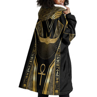 Egypt Winged Sun Wearable Blanket Hoodie Ancient Mythology Golden Ankh