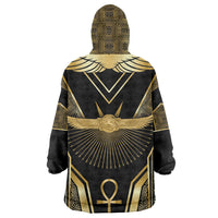Egypt Winged Sun Wearable Blanket Hoodie Ancient Mythology Golden Ankh