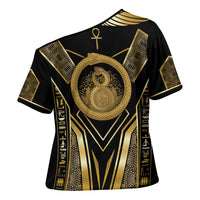 Egypt Ouroboros Cross Shoulder Shirt Ancient Mythology Infinity Serpent Gold