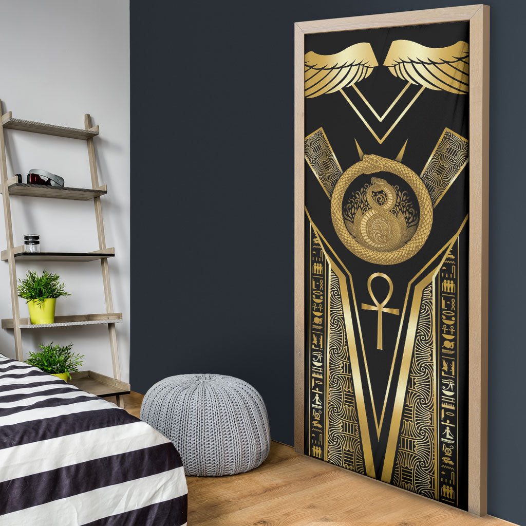 Egypt Ouroboros Door Cover Ancient Mythology Infinity Serpent Gold