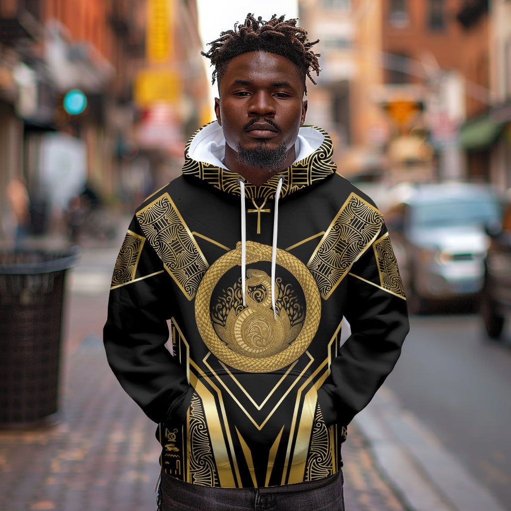 Egypt Ouroboros Hoodie Ancient Mythology Infinity Serpent Gold