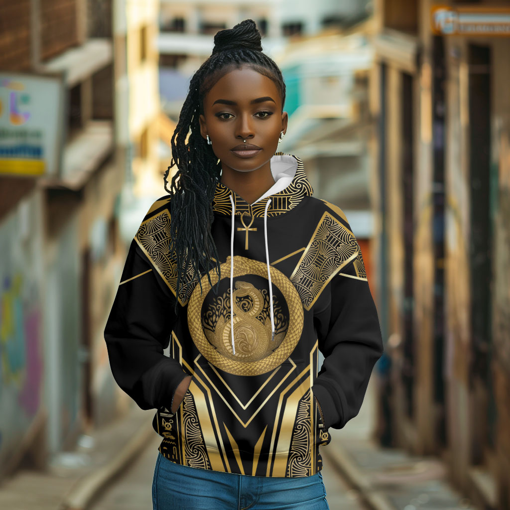 Egypt Ouroboros Hoodie Ancient Mythology Infinity Serpent Gold
