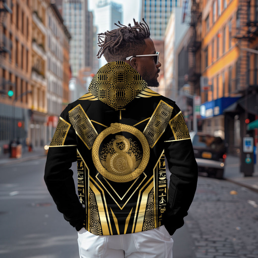 Egypt Ouroboros Hoodie Ancient Mythology Infinity Serpent Gold