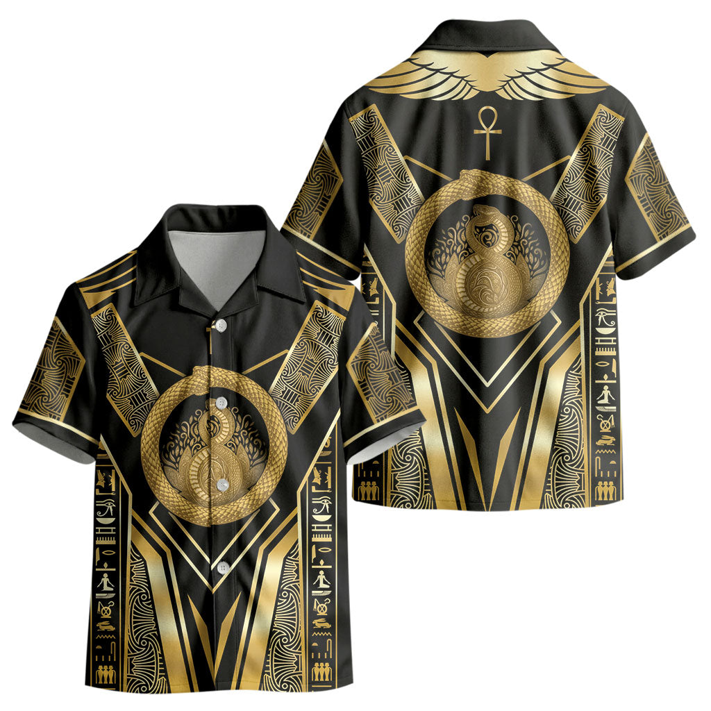 Egypt Ouroboros Kid Hawaiian Shirt Ancient Mythology Infinity Serpent Gold DT05