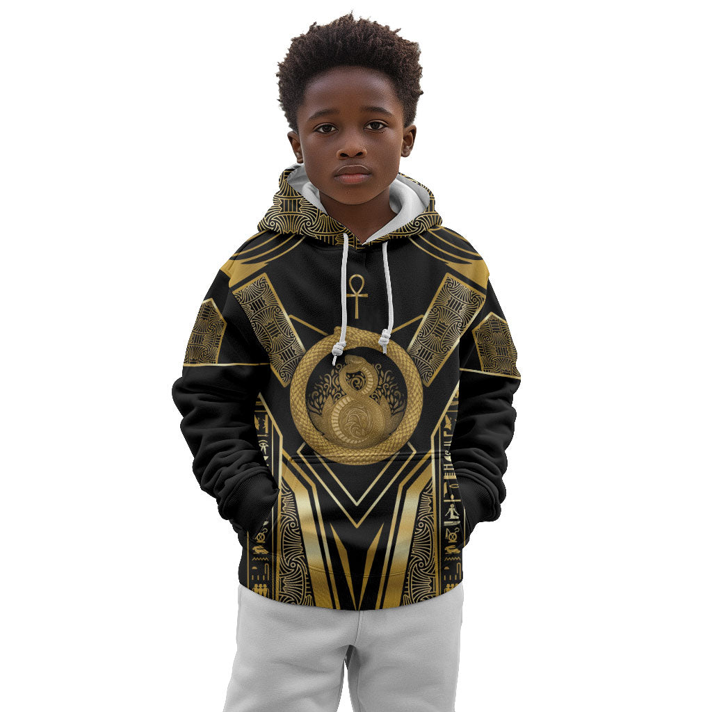 Egypt Ouroboros Kid Hoodie Ancient Mythology Infinity Serpent Gold