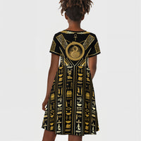 Egypt Ouroboros Kid Short Sleeve Dress Ancient Mythology Infinity Serpent Gold