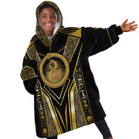 Egypt Ouroboros Kid Wearable Blanket Hoodie Ancient Mythology Infinity Serpent Gold