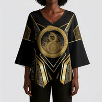 Egypt Ouroboros Kimono Sleeve Blouse Ancient Mythology Infinity Serpent Gold