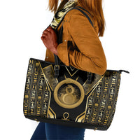 Egypt Ouroboros Leather Tote Bag Ancient Mythology Infinity Serpent Gold