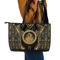 Egypt Ouroboros Leather Tote Bag Ancient Mythology Infinity Serpent Gold
