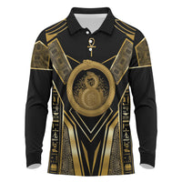 Egypt Ouroboros Long Sleeve Polo Shirt Ancient Mythology Infinity Serpent Gold