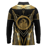 Egypt Ouroboros Long Sleeve Polo Shirt Ancient Mythology Infinity Serpent Gold