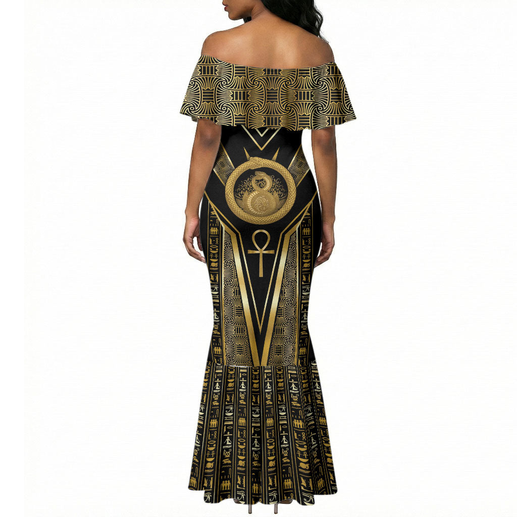 Egypt Ouroboros Mermaid Dress Ancient Mythology Infinity Serpent Gold