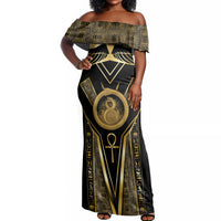 Egypt Ouroboros Off Shoulder Maxi Dress Ancient Mythology Infinity Serpent Gold