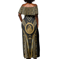 Egypt Ouroboros Off Shoulder Maxi Dress Ancient Mythology Infinity Serpent Gold
