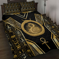 Egypt Ouroboros Quilt Bed Set Ancient Mythology Infinity Serpent Gold