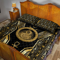 Egypt Ouroboros Quilt Bed Set Ancient Mythology Infinity Serpent Gold