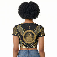 Egypt Ouroboros Raglan Cropped T shirt Ancient Mythology Infinity Serpent Gold