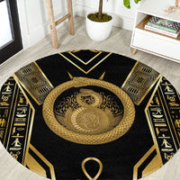 Egypt Ouroboros Round Carpet Ancient Mythology Infinity Serpent Gold