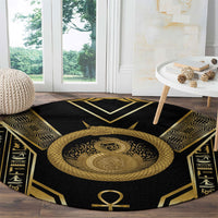 Egypt Ouroboros Round Carpet Ancient Mythology Infinity Serpent Gold
