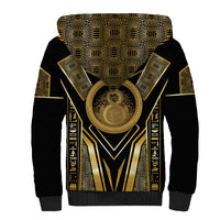 Egypt Ouroboros Sherpa Hoodie Ancient Mythology Infinity Serpent Gold