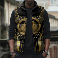 Egypt Ouroboros Sleeveless Puffer Jacket Ancient Mythology Infinity Serpent Gold