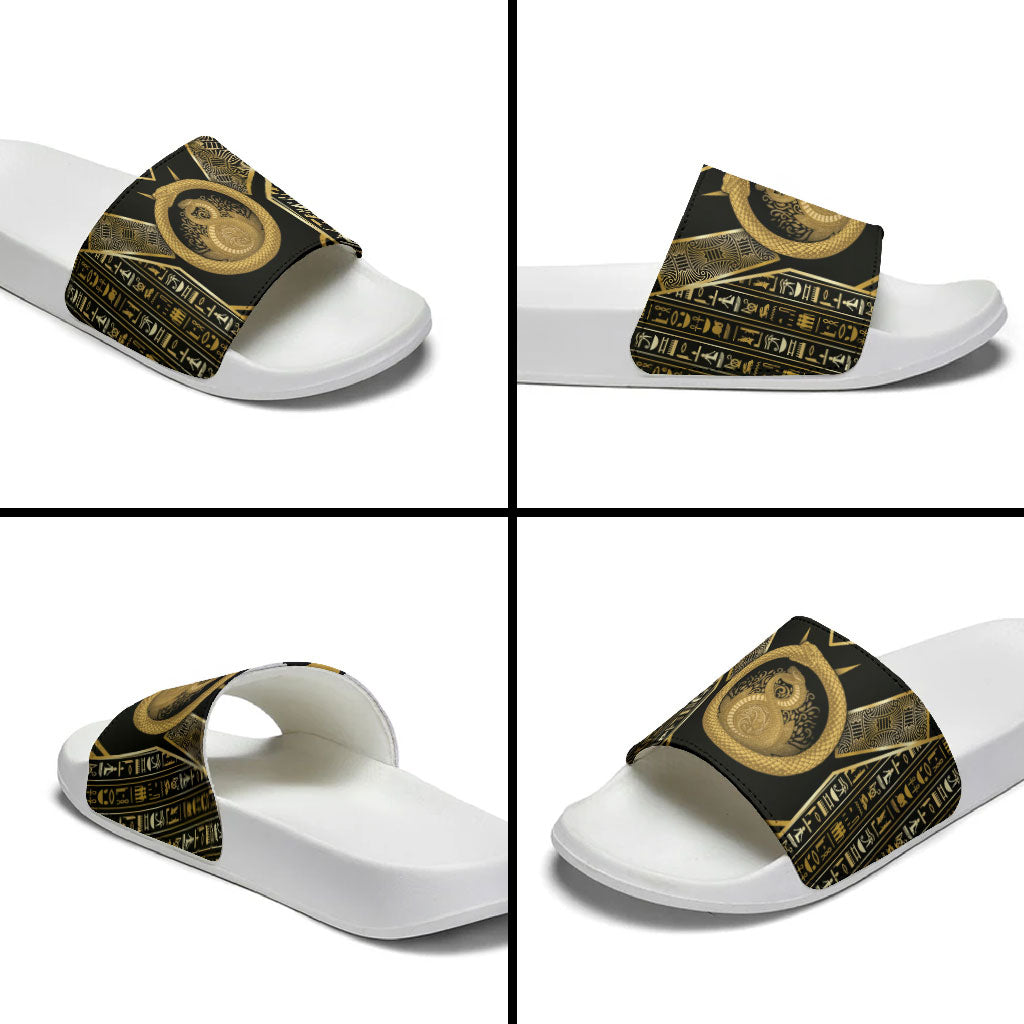 Egypt Ouroboros Slide Sandals Ancient Mythology Infinity Serpent Gold
