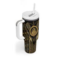 Egypt Ouroboros Tumbler With Handle Ancient Mythology Infinity Serpent Gold