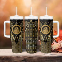 Egypt Ouroboros Tumbler With Handle Ancient Mythology Infinity Serpent Gold