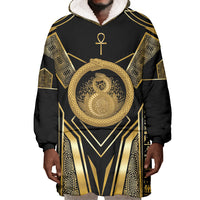 Egypt Ouroboros Wearable Blanket Hoodie Ancient Mythology Infinity Serpent Gold