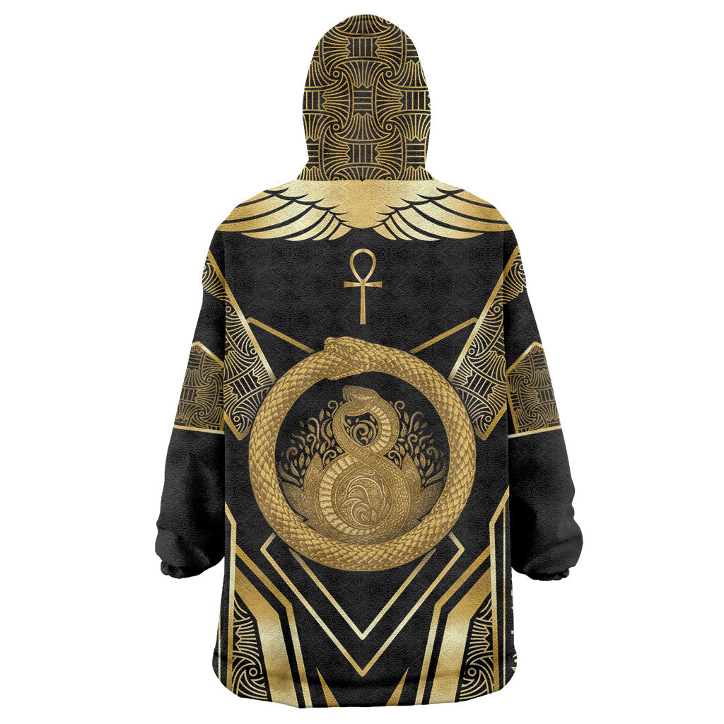 Egypt Ouroboros Wearable Blanket Hoodie Ancient Mythology Infinity Serpent Gold
