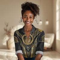 Egypt Ouroboros Women Casual Shirt Ancient Mythology Infinity Serpent Gold