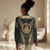 Egypt Ouroboros Women Casual Shirt Ancient Mythology Infinity Serpent Gold