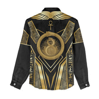 Egypt Ouroboros Women Casual Shirt Ancient Mythology Infinity Serpent Gold