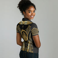 Egypt Ouroboros Women Polo Shirt Ancient Mythology Infinity Serpent Gold