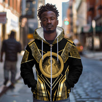 Egypt Ouroboros Zip Hoodie Ancient Mythology Infinity Serpent Gold