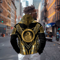 Egypt Ouroboros Zip Hoodie Ancient Mythology Infinity Serpent Gold