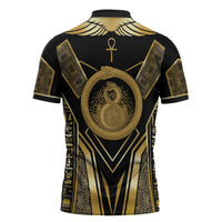 Egypt Ouroboros Zipper Polo Shirt Ancient Mythology Infinity Serpent Gold