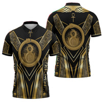 Egypt Ouroboros Zipper Polo Shirt Ancient Mythology Infinity Serpent Gold