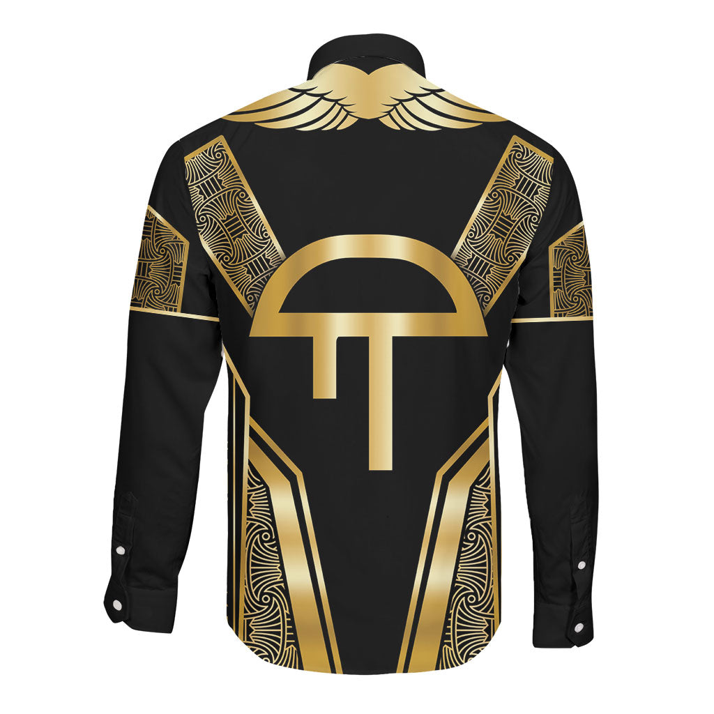 Egypt Amenta Long Sleeve Button Shirt Ancient Mythology Underworld Realm
