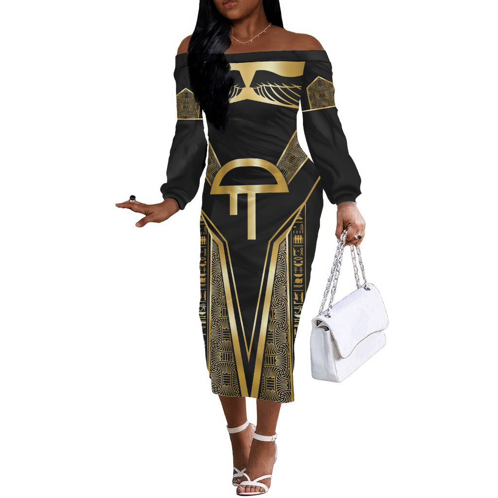 Egypt Amenta Off The Shoulder Long Sleeve Dress Ancient Mythology Underworld Realm