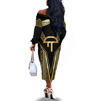 Egypt Amenta Off The Shoulder Long Sleeve Dress Ancient Mythology Underworld Realm