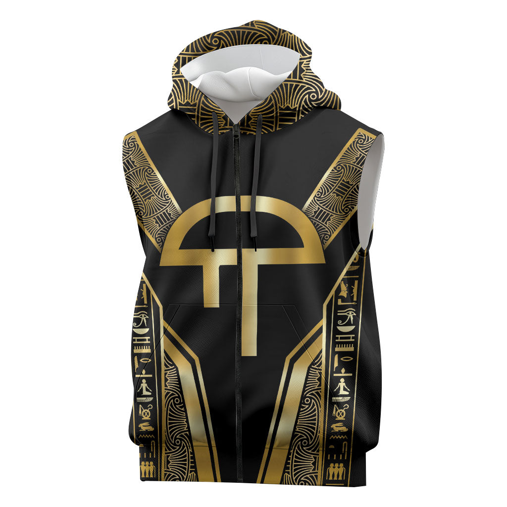 Egypt Amenta Sleeveless Zip Hoodie Ancient Mythology Underworld Realm