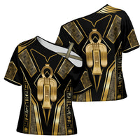 Egypt Tyet Cross Shoulder Shirt Ancient Mythology Knot Of Isis Gold
