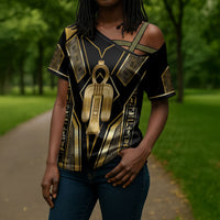 Egypt Tyet Cross Shoulder Shirt Ancient Mythology Knot Of Isis Gold