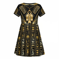 Egypt Tyet Kid Short Sleeve Dress Ancient Mythology Knot Of Isis Gold