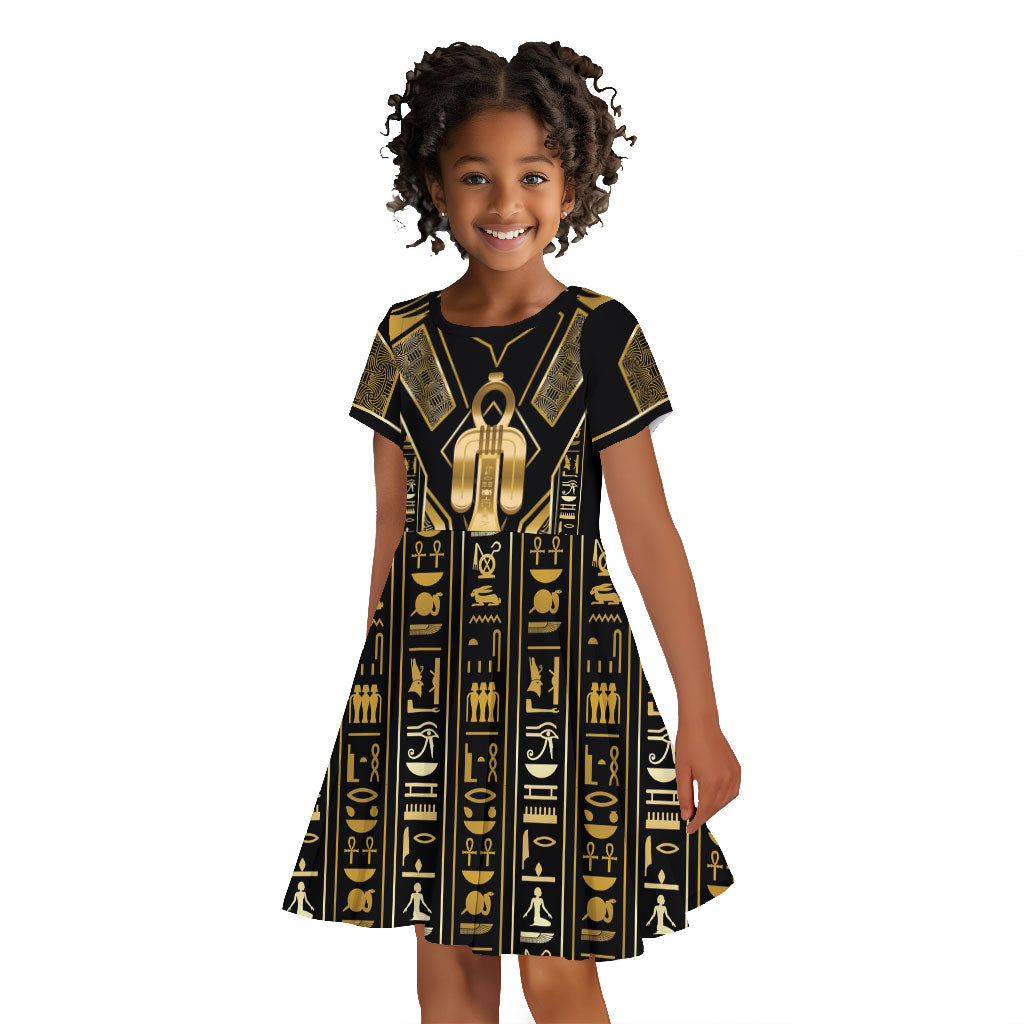 Egypt Tyet Kid Short Sleeve Dress Ancient Mythology Knot Of Isis Gold