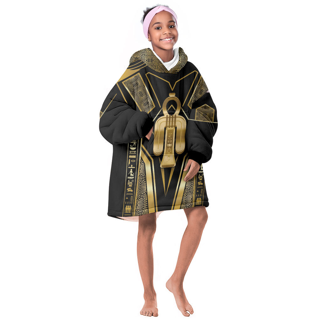 Egypt Tyet Kid Wearable Blanket Hoodie Ancient Mythology Knot Of Isis Gold