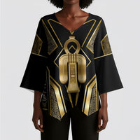 Egypt Tyet Kimono Sleeve Blouse Ancient Mythology Knot Of Isis Gold